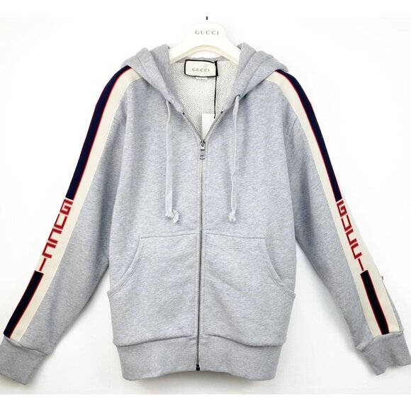 NWT Gucci Unisex Sweatshirt Zip-Up In Grey Size XS - Picture 6 of 16